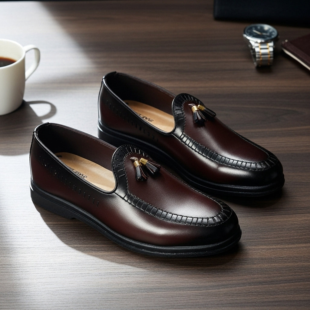 Pure Hand Made  Medicated Leather Loafer With Comfortable Rubber Sole | Non Slip Italian Loafer